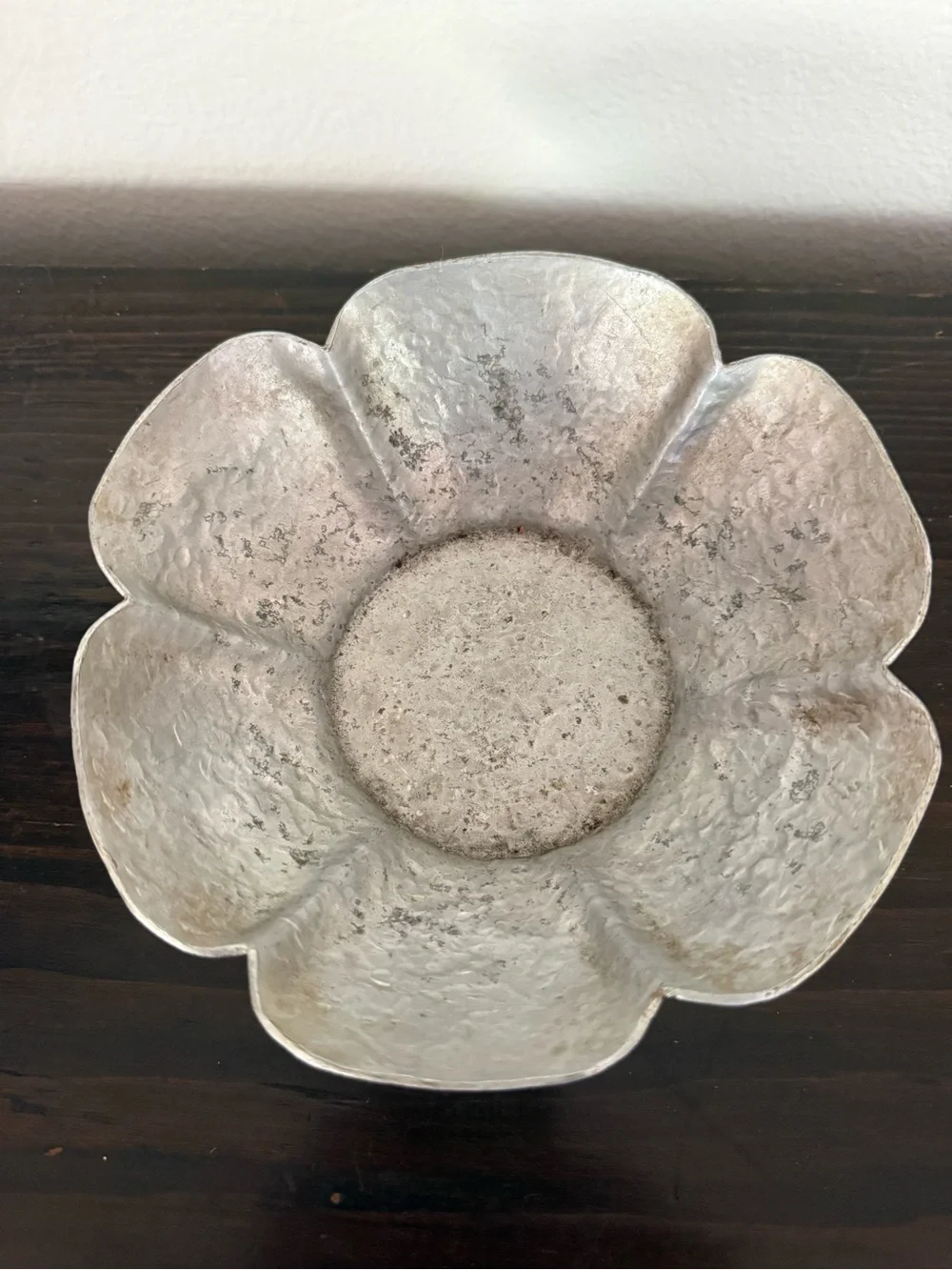 Textured Silver Flower Bowl - Decorative Serveware